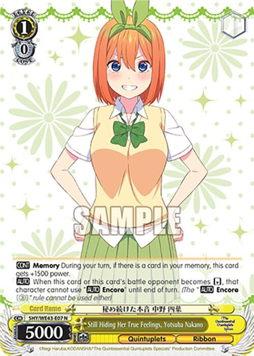 Image for Still Hiding Her True Feelings, Yotsuba Nakano (The Quintessential Quintuplets Specials Premium Booster) (5HY/WE43-E07 N) - Weiss Schwarz