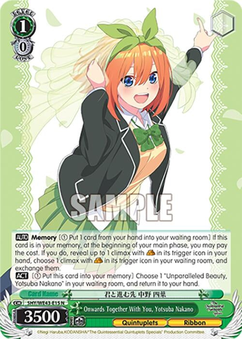 Image for Onwards Together With You, Yotsuba Nakano (The Quintessential Quintuplets Specials Premium Booster) (5HY/WE43-E15 N) - Weiss Schwarz
