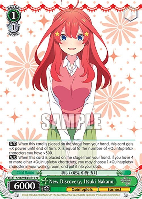 Image for New Discovery, Itsuki Nakano (The Quintessential Quintuplets Specials Premium Booster) (5HY/WE43-E17 N) - Weiss Schwarz