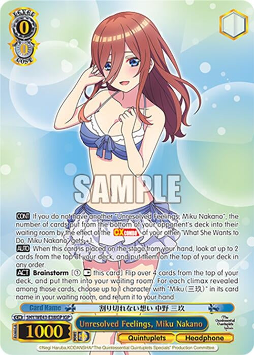 Image for Unresolved Feelings, Miku Nakano (IGP) (The Quintessential Quintuplets Specials Premium Booster) (5HY/WE43-E38IGP IGP) - Weiss Schwarz