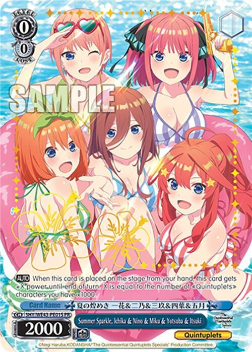 Image for Summer Sparkle, Ichika & Nino & Miku & Yotsuba & Itsuki (PR) (Foil) (The Quintessential Quintuplets Specials Premium Booster) (5HY/WE43-PE01S PR) - Weiss Schwarz