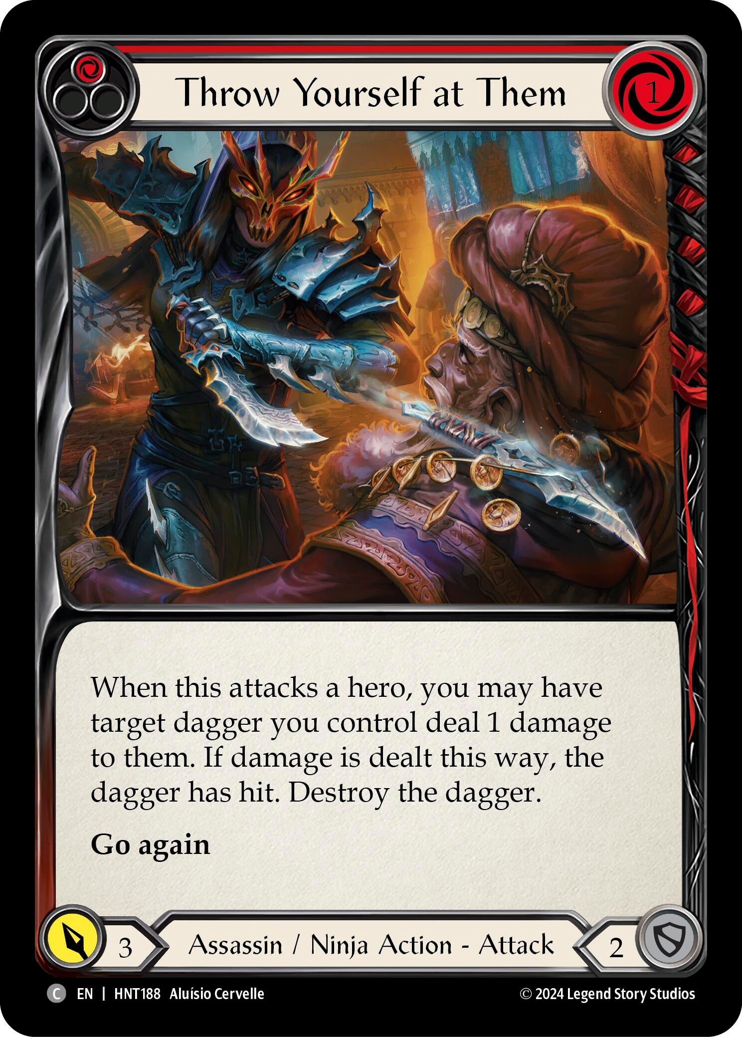 Image for Throw Yourself at Them (Red) (The Hunted) (HNT188) - Flesh and Blood TCG