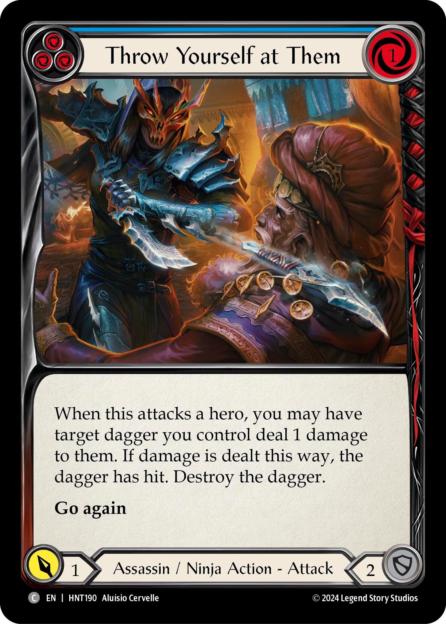 Image for Throw Yourself at Them (Blue) (The Hunted) (HNT190) - Flesh and Blood TCG