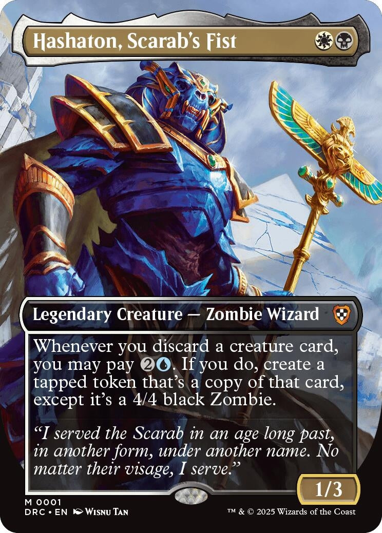 Image for Hashaton, Scarab's Fist (Borderless) (Commander: Aetherdrift) (1) - Magic: The Gathering