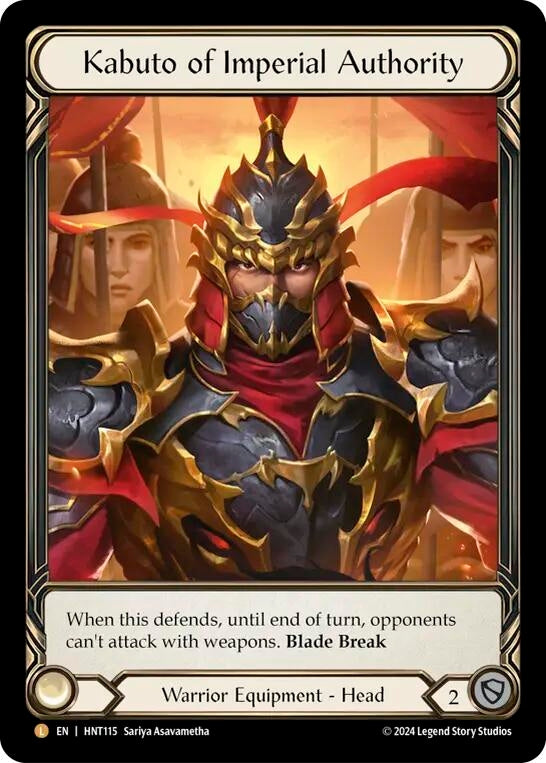 Image for Kabuto of Imperial Authority (Extended Art) (The Hunted) (HNT115) - Flesh and Blood TCG
