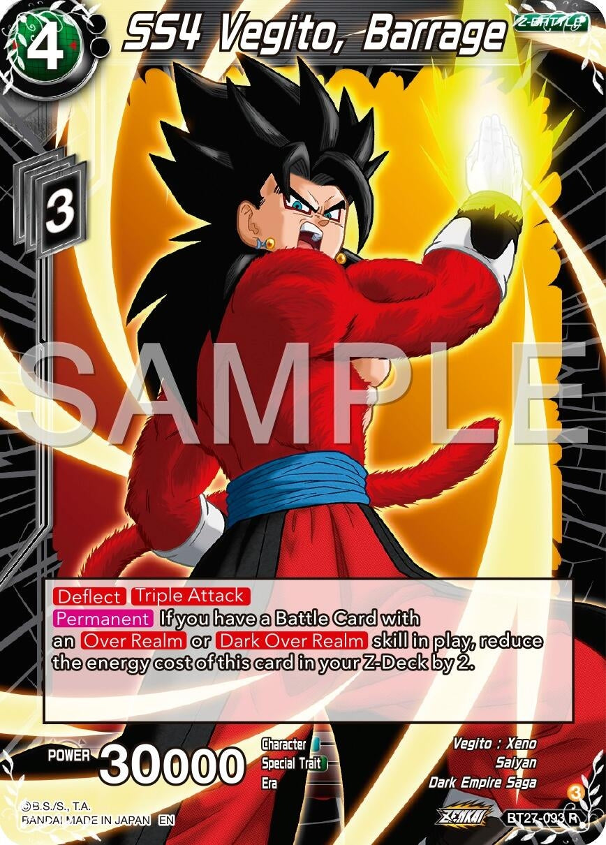 Image for SS4 Vegito, Barrage (History of Z) (BT27-093) - Dragon Ball Super: Masters