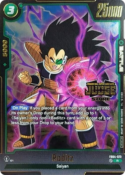 Image for Raditz (Judge Pack (Store Judge) 03) (Tournament and Championship Promos) (FB04-072) - Dragon Ball Super: Fusion World
