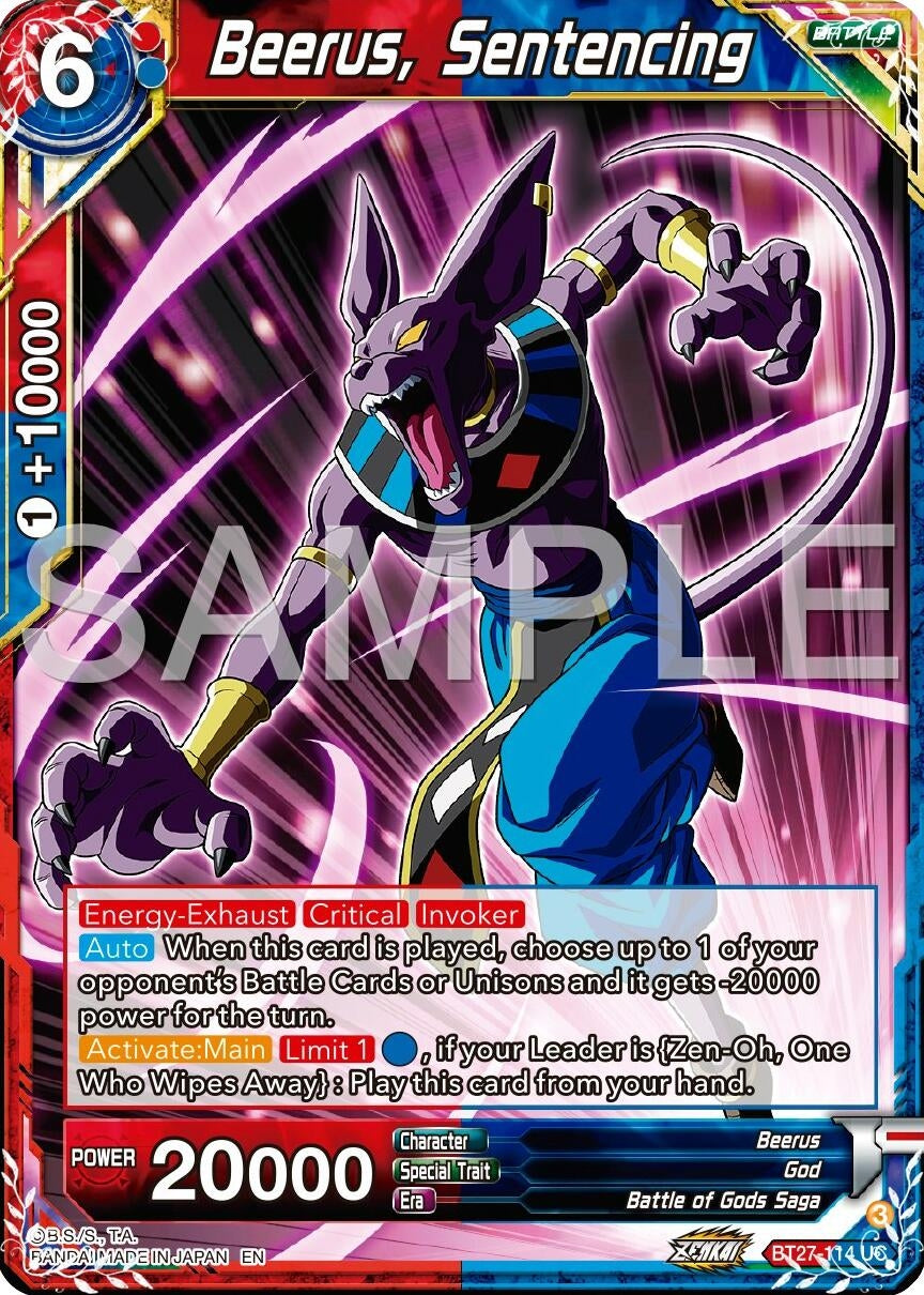Image for Beerus, Sentencing (History of Z) (BT27-114) - Dragon Ball Super: Masters