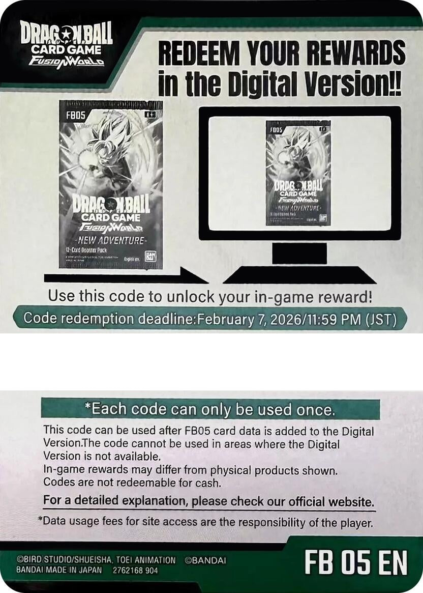 Image for Code Card - New Adventure Booster (FB05) (New Adventure) - Dragon Ball Super: Fusion World