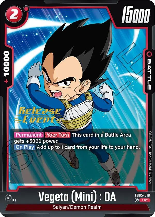 Image for Vegeta (Mini) : DA (New Adventure Release Event Cards) (FB05-018) - Dragon Ball Super: Fusion World