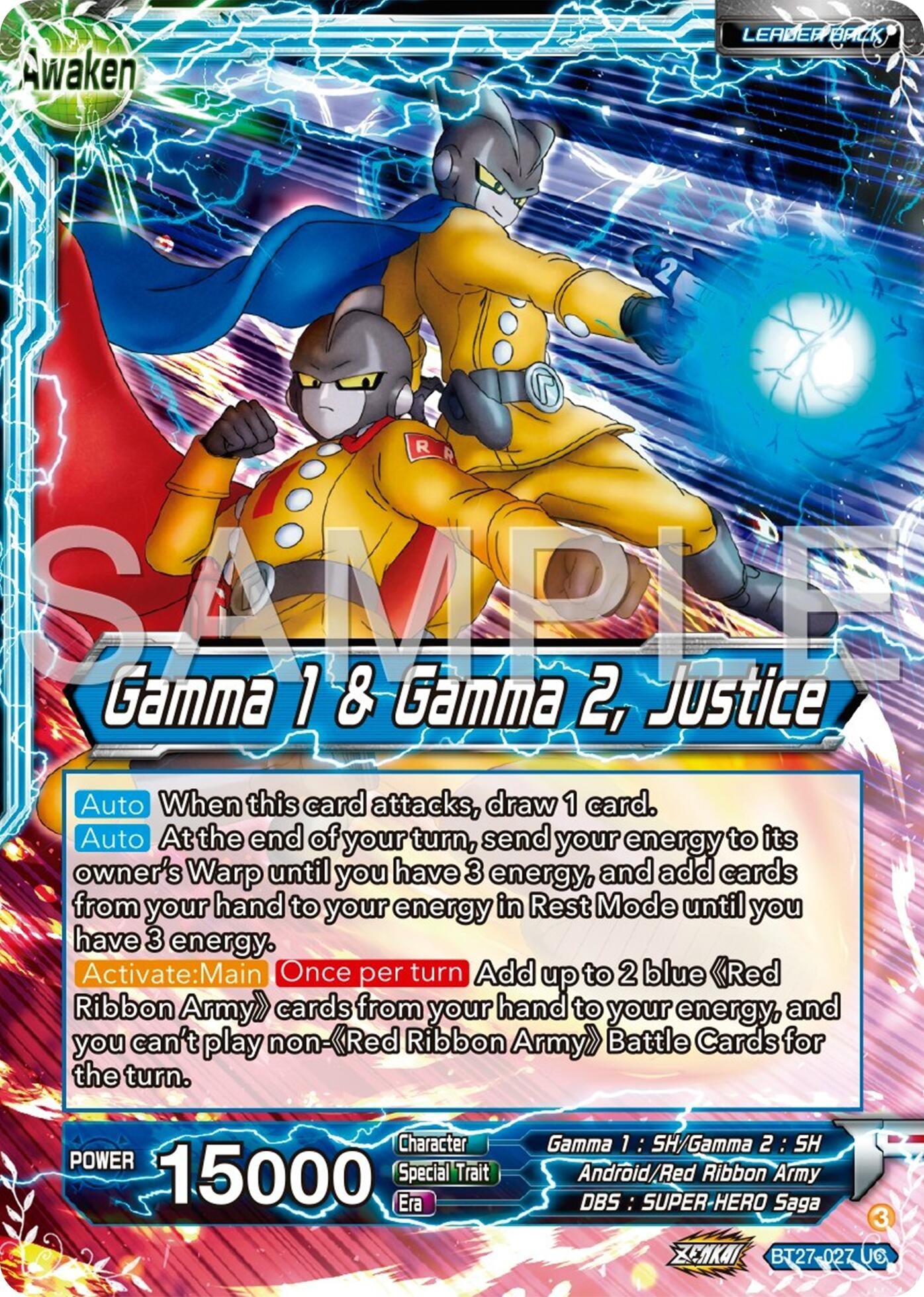 Image for Gamma 2 // Gamma 1 & Gamma 2, Justice (History of Z) (BT27-027) - Dragon Ball Super: Masters