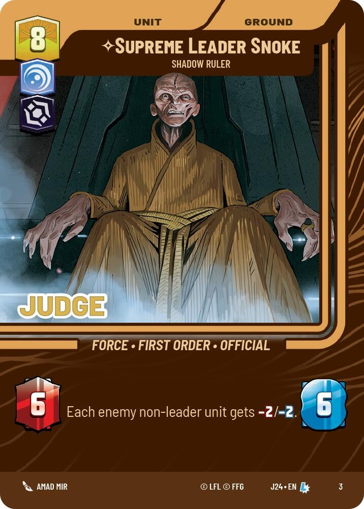 Image for Supreme Leader Snoke - Shadow Ruler (Judge Promos) (3) - Star Wars: Unlimited