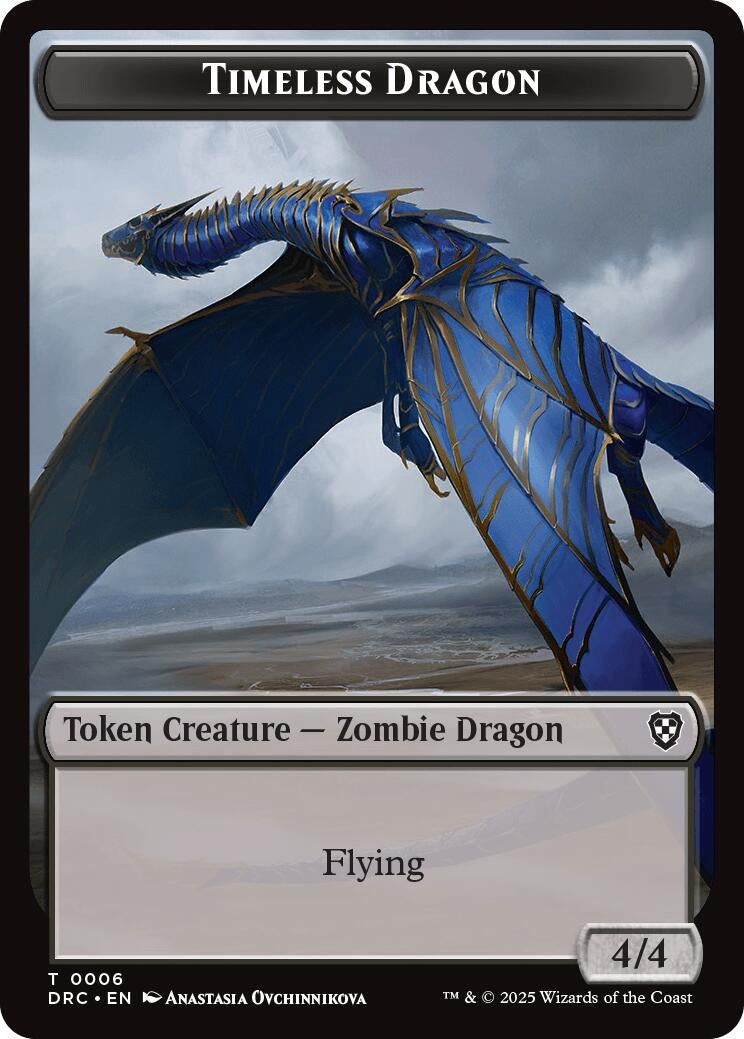 Image for Timeless Dragon // Zombie (0003) Double-Sided Token (Commander: Aetherdrift) (6 // 3) - Magic: The Gathering