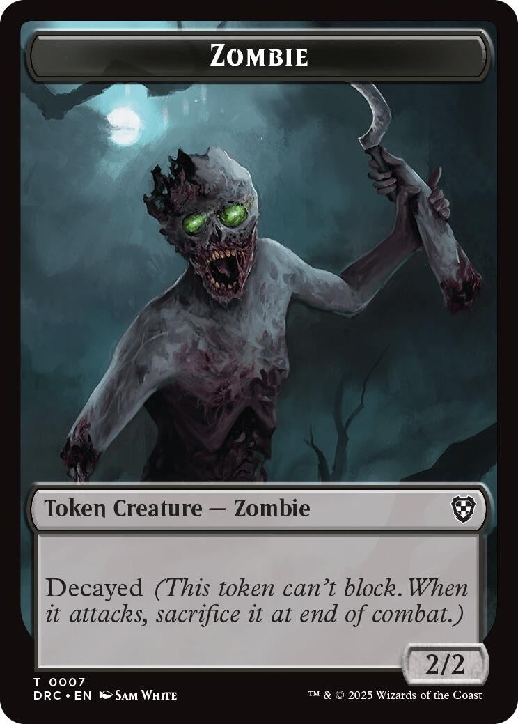 Image for Zombie (0007) // Zombie (0003) Double-Sided Token (Commander: Aetherdrift) (7 // 3) - Magic: The Gathering