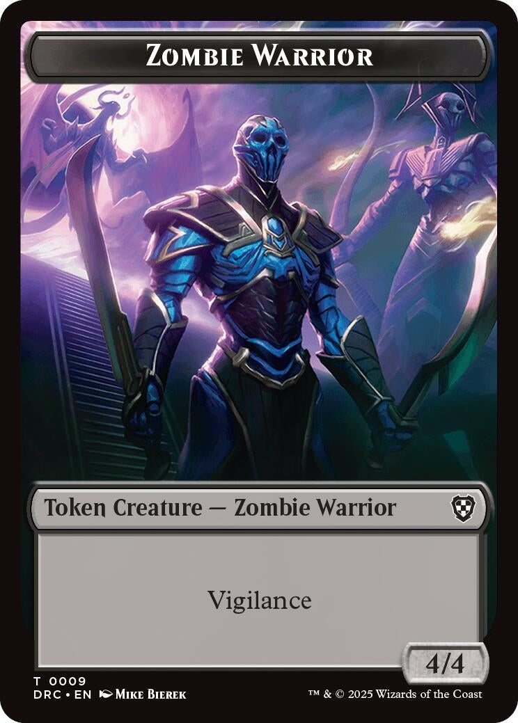 Image for Zombie Warrior // Zombie (0003) Double-Sided Token (Commander: Aetherdrift) (9 // 3) - Magic: The Gathering