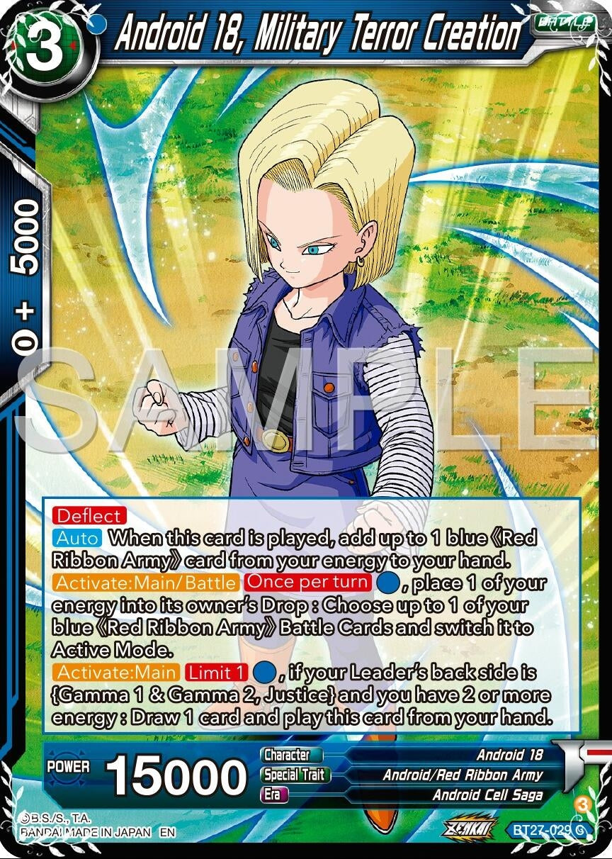 Image for Android 18, Military Terror Creation (History of Z) (BT27-029) - Dragon Ball Super: Masters