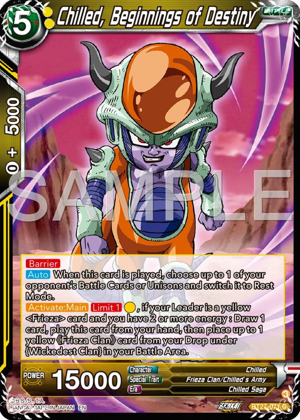 Image for Chilled, Beginnings of Destiny (History of Z) (BT27-071) - Dragon Ball Super: Masters