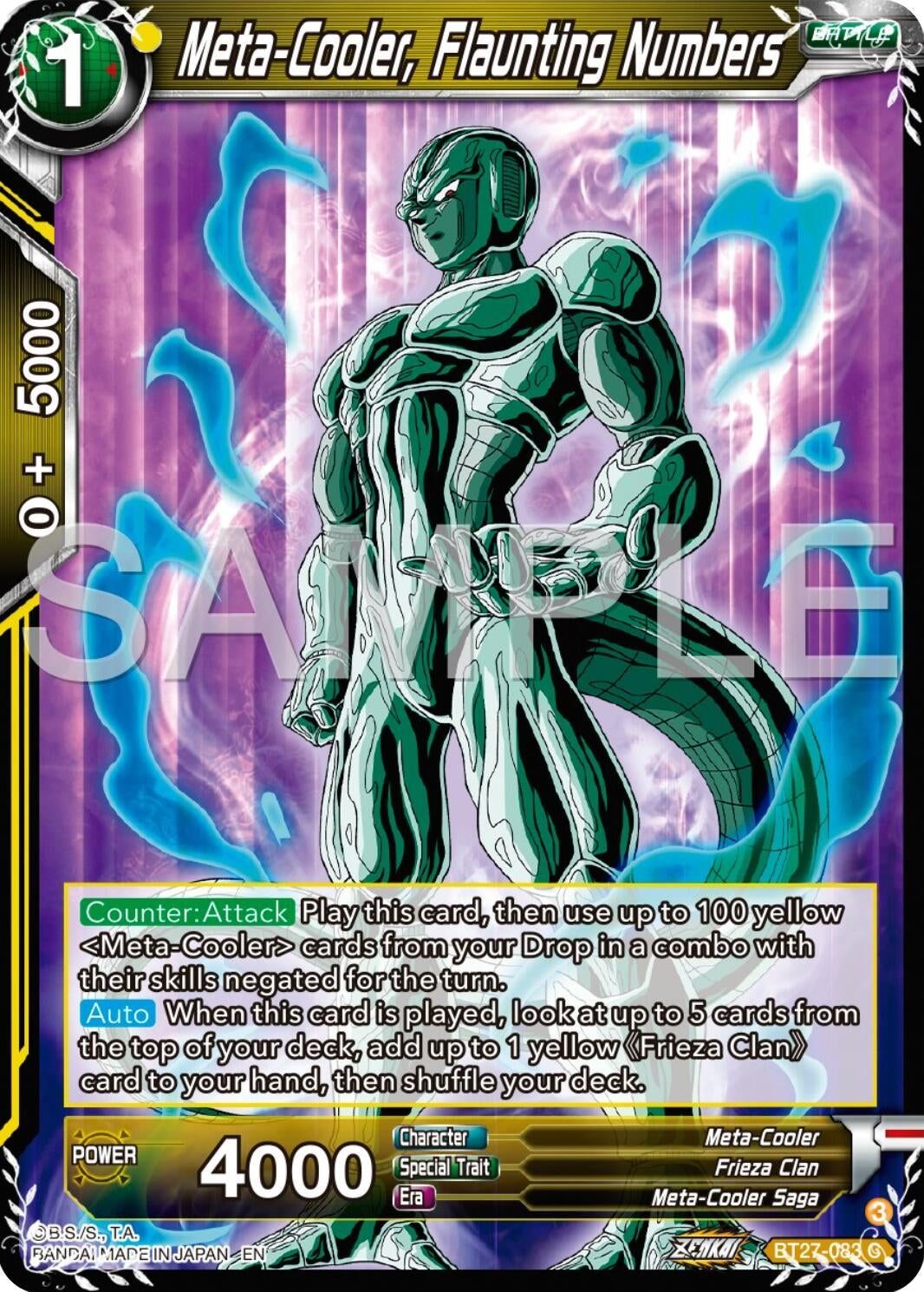 Image for Meta-Cooler, Flaunting Numbers (History of Z) (BT27-083) - Dragon Ball Super: Masters
