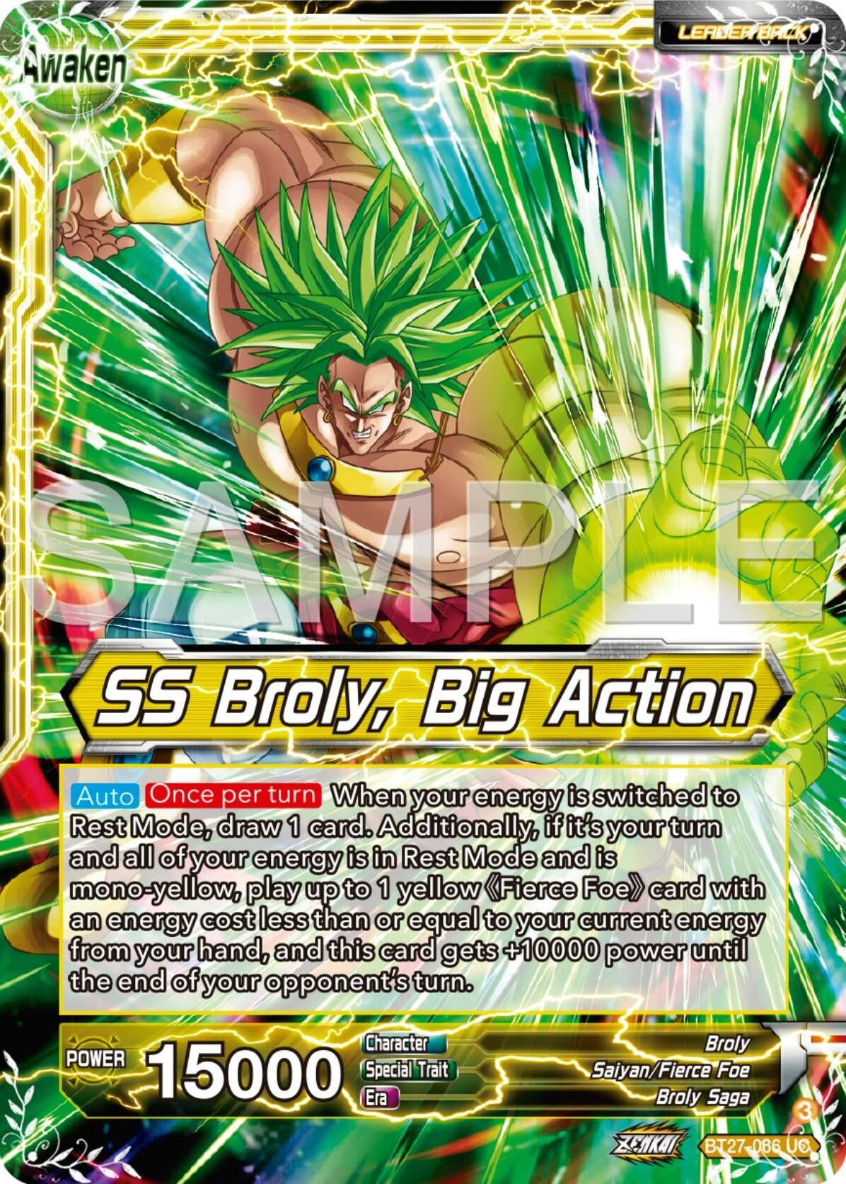Image for Broly // SS Broly, Big Action (History of Z) (BT27-066) - Dragon Ball Super: Masters