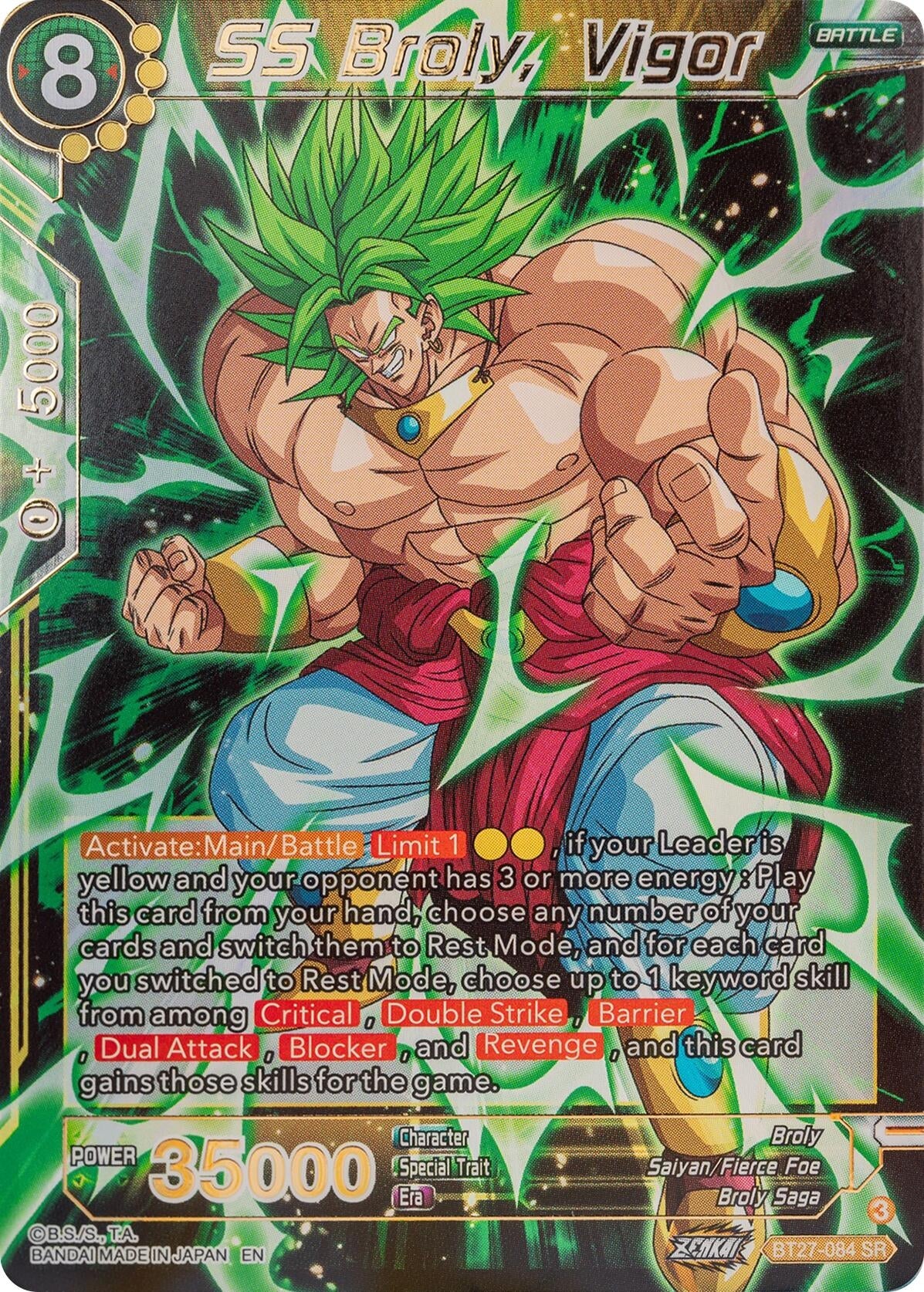 Image for SS Broly, Vigor (History of Z) (BT27-084) - Dragon Ball Super: Masters