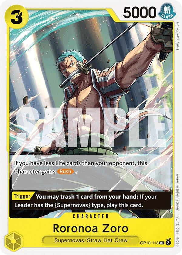 Image for Roronoa Zoro (113) (Royal Blood) (OP10-113) - One Piece Card Game