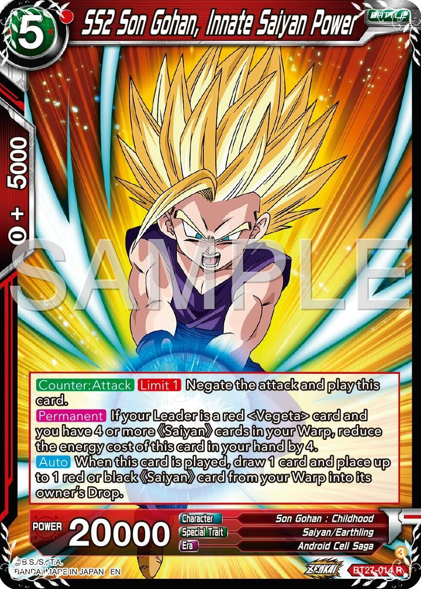 Image for SS2 Son Gohan, Innate Saiyan Power (History of Z) (BT27-014) - Dragon Ball Super: Masters