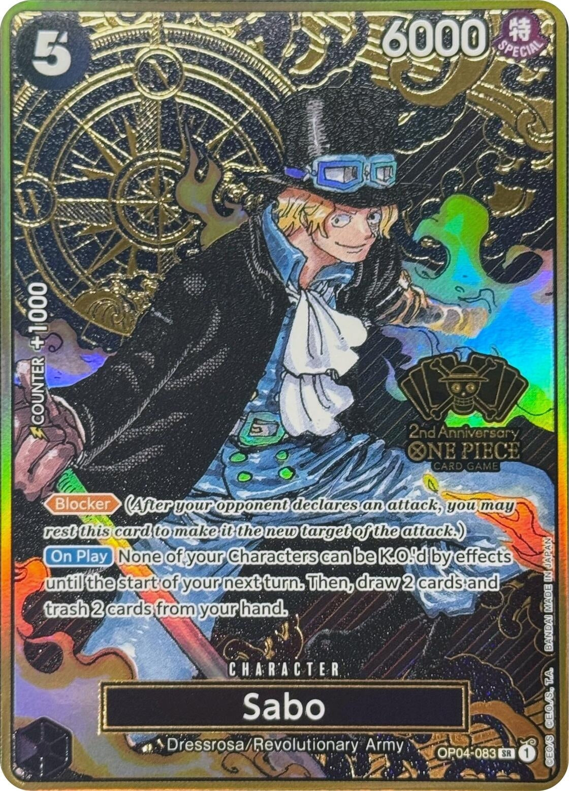 Image for Sabo (One Piece Japanese Version 2nd Anniversary Set) (One Piece Promotion Cards) (OP04-083) - One Piece Card Game