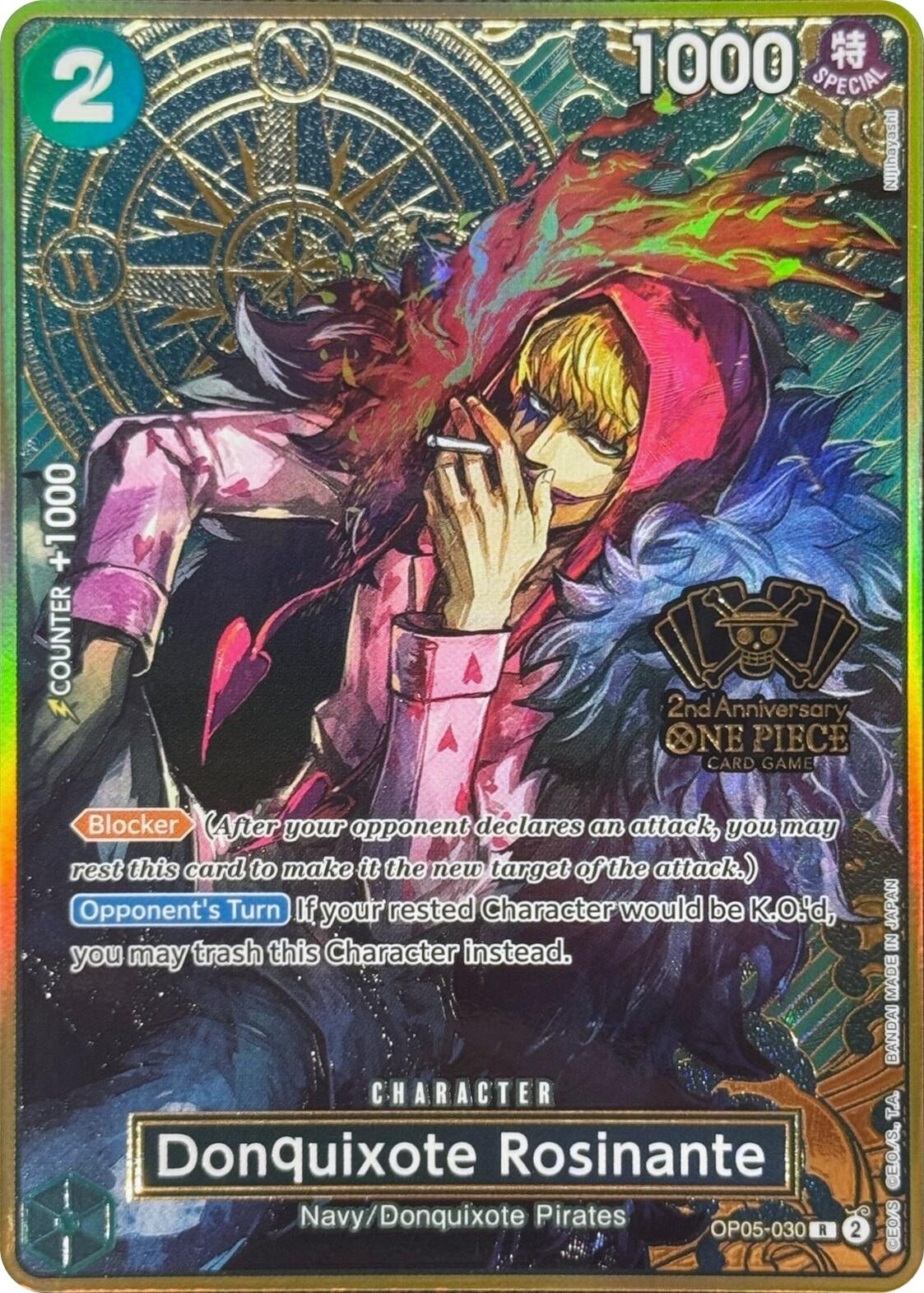 Image for Donquixote Rosinante (One Piece Japanese Version 2nd Anniversary Set) (One Piece Promotion Cards) (OP05-030) - One Piece Card Game
