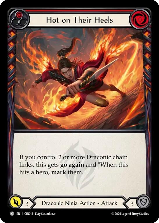 Image for Hot on Their Heels (Red) (Blitz Deck: The Hunted - Cindra) (CIN014) - Flesh and Blood TCG