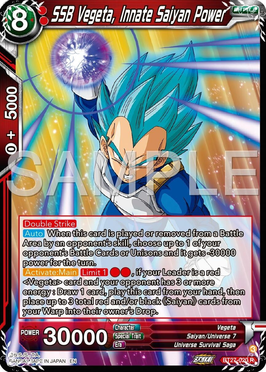 Image for SSB Vegeta, Innate Saiyan Power (History of Z) (BT27-020) - Dragon Ball Super: Masters