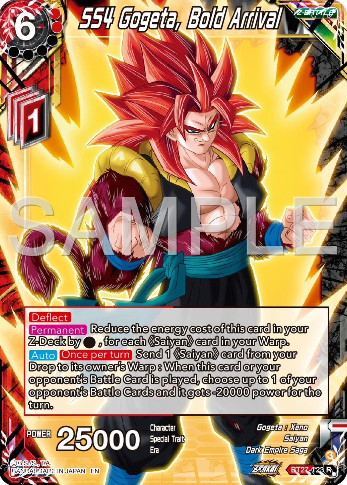Image for SS4 Gogeta, Bold Arrival (History of Z) (BT27-123) - Dragon Ball Super: Masters