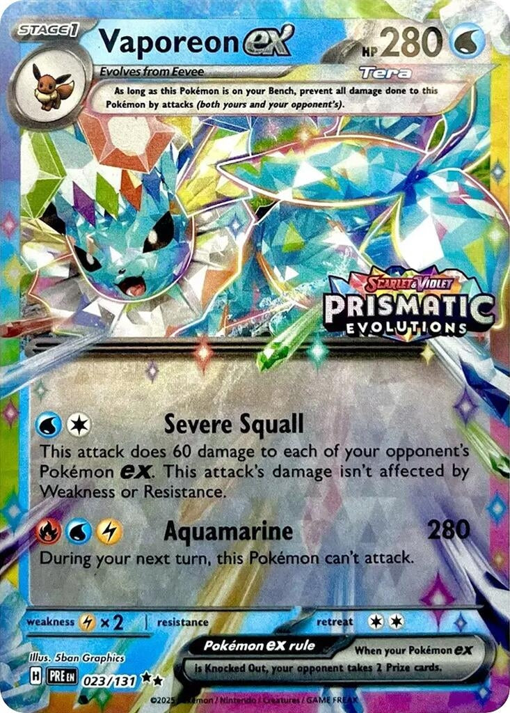 Image for Vaporeon ex - 023/131 (Prismatic Evolutions Stamp) (Miscellaneous Cards & Products) (023/131) - Pokemon