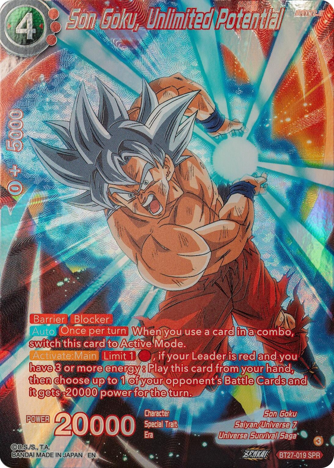 Image for Son Goku, Unlimited Potential (SPR) (History of Z) (BT27-019) - Dragon Ball Super: Masters
