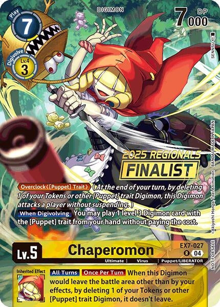Image for Chaperomon (2025 Regionals Finalist) (EX07) (EX7-027 R) - Digimon Card Game