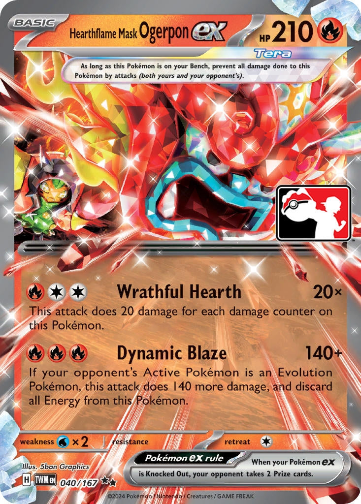 Image for Hearthflame Mask Ogerpon ex (Prize Pack Series Cards) (040/167) - Pokemon