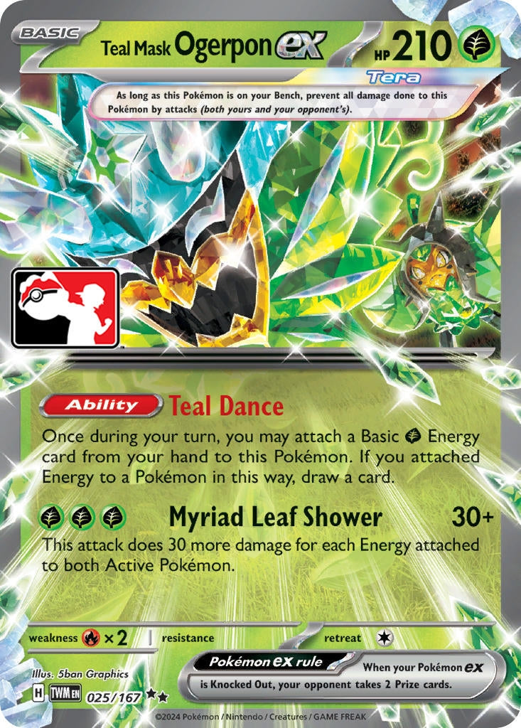 Image for Teal Mask Ogerpon ex (Prize Pack Series Cards) (025/167) - Pokemon