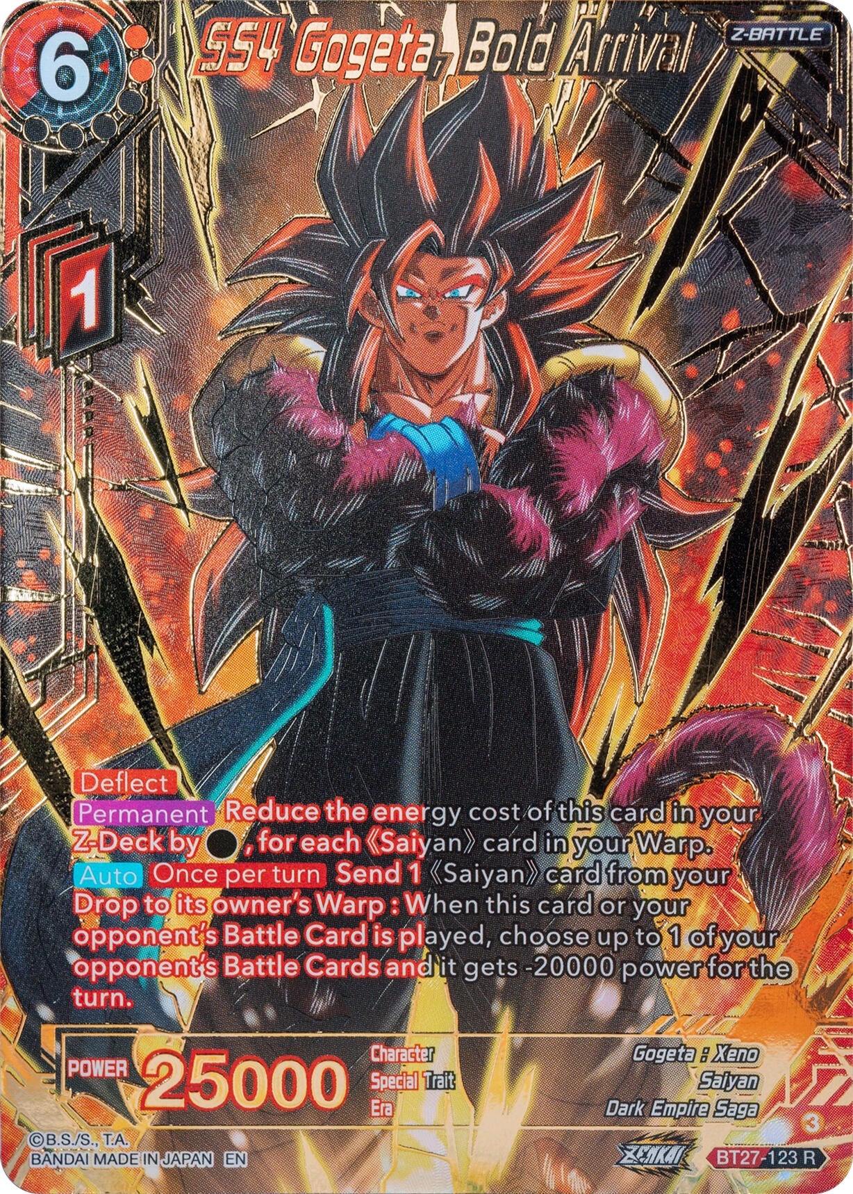 Image for SS4 Gogeta, Bold Arrival (Gold-Stamped) (History of Z) (BT27-123) - Dragon Ball Super: Masters