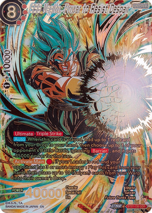 Image for SSB Vegito, Power to Resist Despair (GDR) (History of Z) (BT27-138) - Dragon Ball Super: Masters