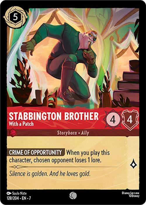 Image for Stabbington Brother - With a Patch (Archazia's Island) (128/204) - Disney Lorcana