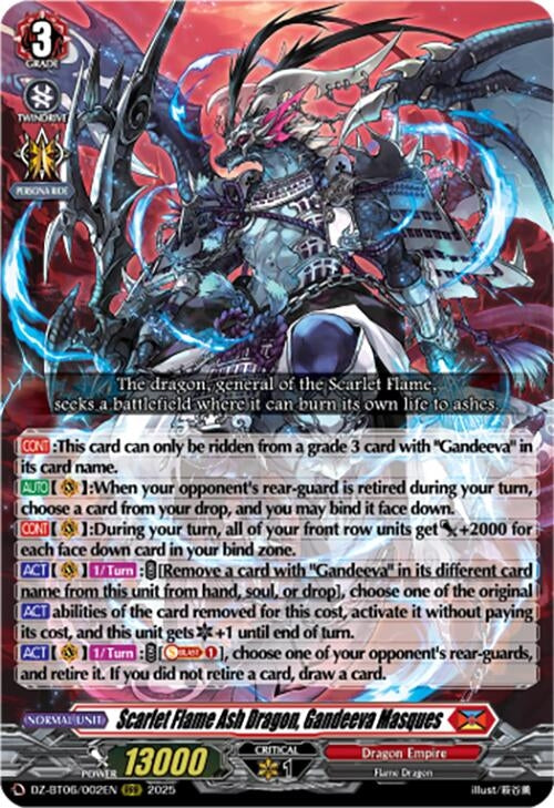 Image for Scarlet Flame Ash Dragon, Gandeeva Masques (DZ-BT06: Generation Dragenesis) (DZ-BT06/002EN) - Cardfight Vanguard