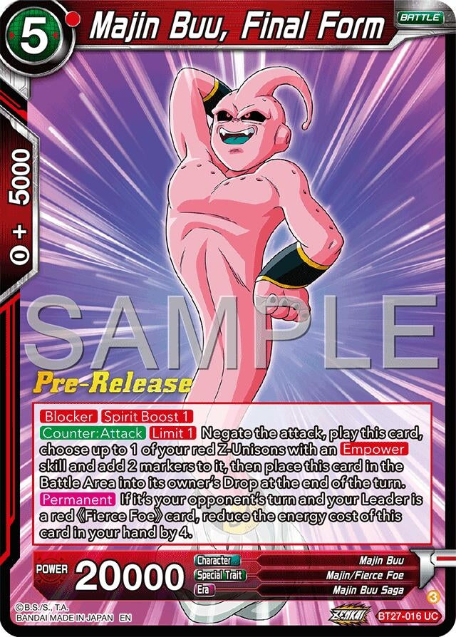 Image for Majin Buu, Final Form (History of Z Pre-Release Cards) (BT27-016) - Dragon Ball Super: Masters