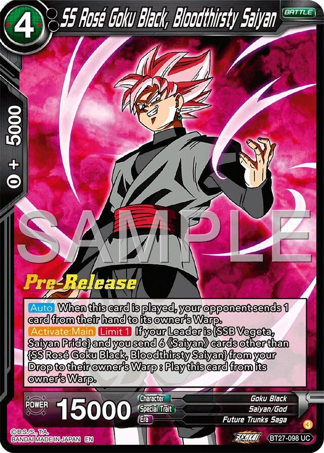 Image for SS Rose Goku Black, Bloodthisty Saiyan (History of Z Pre-Release Cards) (BT27-098) - Dragon Ball Super: Masters