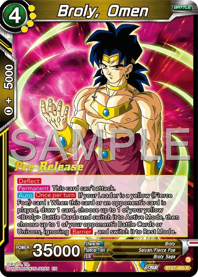 Image for Broly, Omen (History of Z Pre-Release Cards) (BT27-085) - Dragon Ball Super: Masters