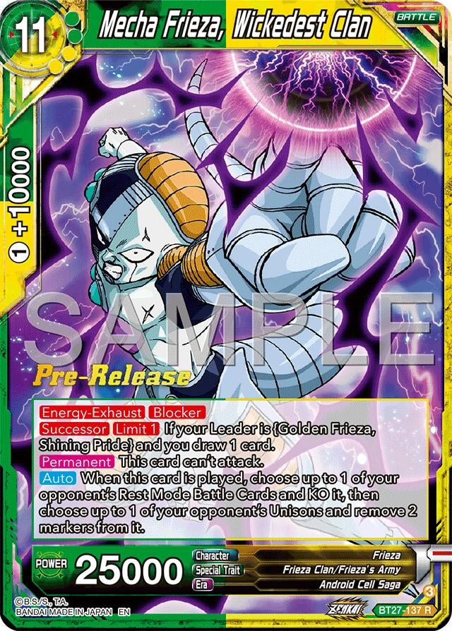 Image for Mecha Frieza, Wickedest Clan (History of Z Pre-Release Cards) (BT27-137) - Dragon Ball Super: Masters