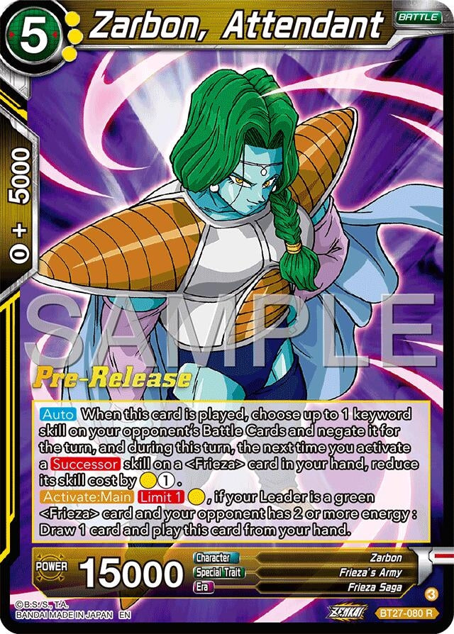 Image for Zarbon, Attendant (History of Z Pre-Release Cards) (BT27-080) - Dragon Ball Super: Masters