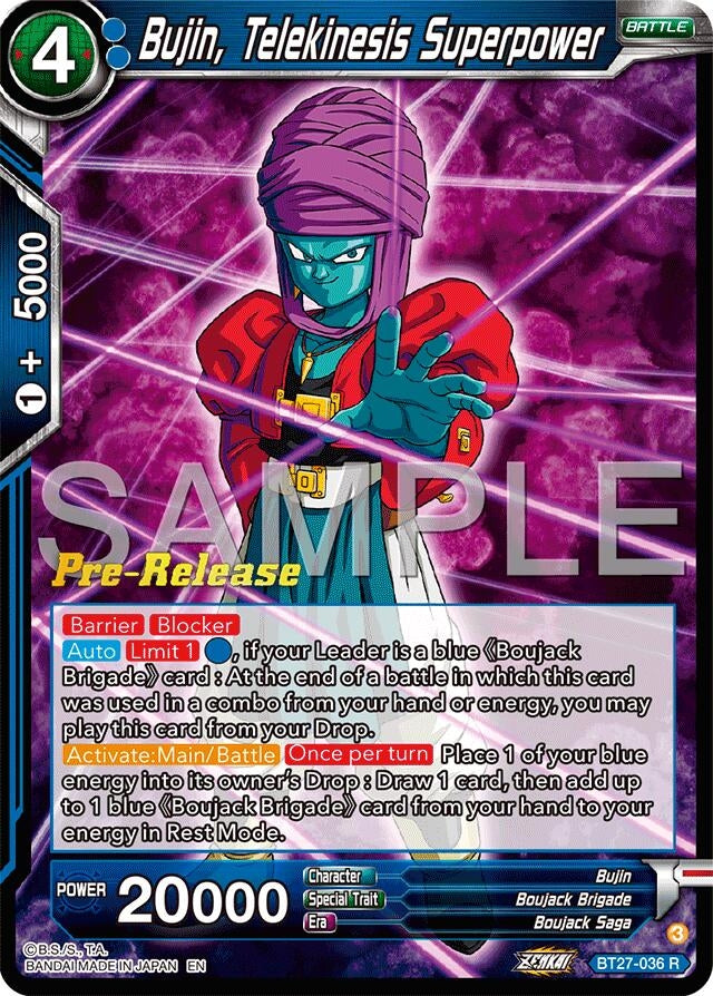 Image for Bujin, Telekinesis Superpower (History of Z Pre-Release Cards) (BT27-036) - Dragon Ball Super: Masters