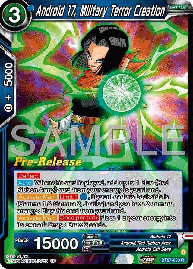 Image for Android 17, Military Terror Creation (History of Z Pre-Release Cards) (BT27-030) - Dragon Ball Super: Masters