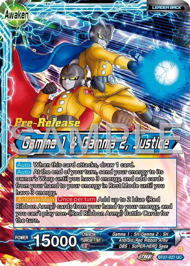 Image for Gamma 2 // Gamma 1 & Gamma 2, Justice (History of Z Pre-Release Cards) (BT27-027) - Dragon Ball Super: Masters