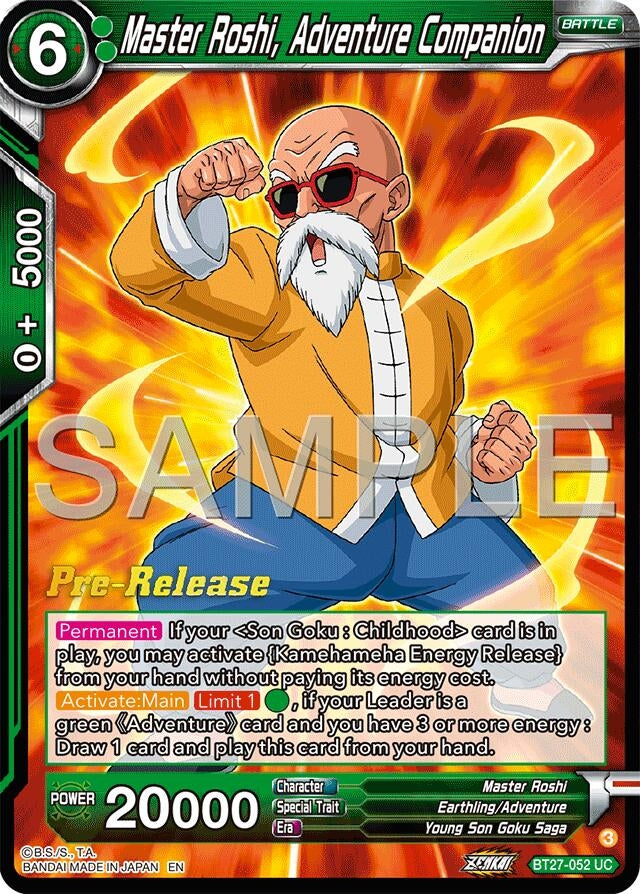 Image for Master Roshi, Adventure Companion (History of Z Pre-Release Cards) (BT27-052) - Dragon Ball Super: Masters
