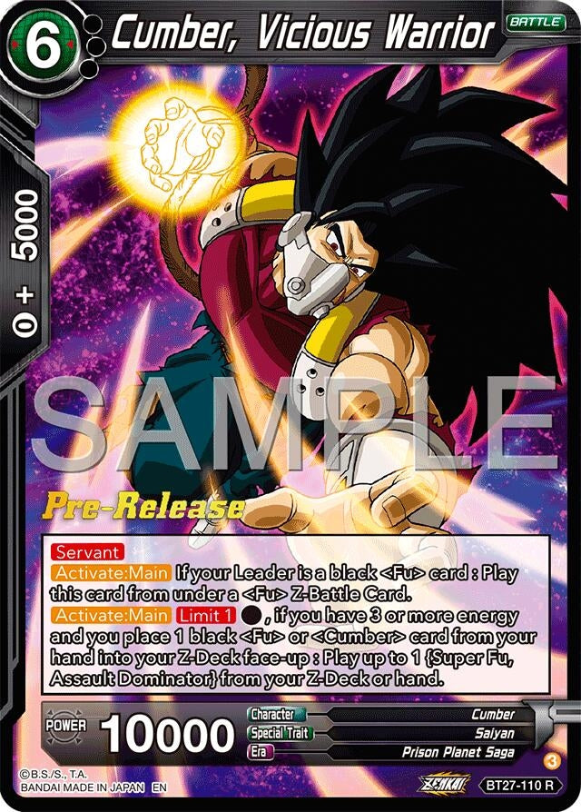 Image for Cumber, Vicious Warrior (History of Z Pre-Release Cards) (BT27-110) - Dragon Ball Super: Masters